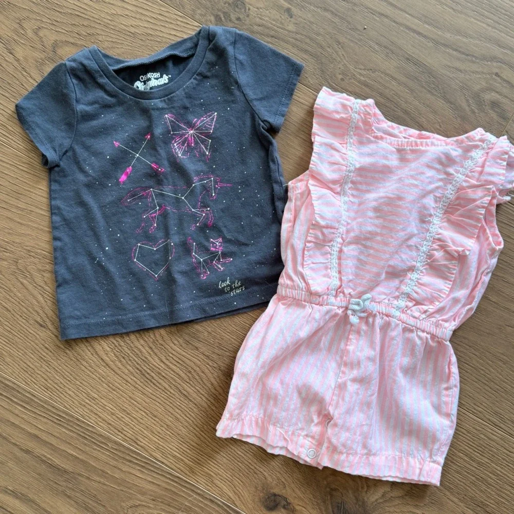 Baby Girl Clothing Lot 13pc Old Navy Gerber OshKosh 0-6M Bodysuits Leggings Pjs